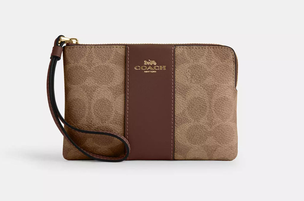 Corner Zip Wristlet Gold/Tan/Brown