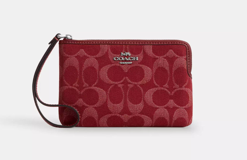 Corner Zip Wristlet tela roja