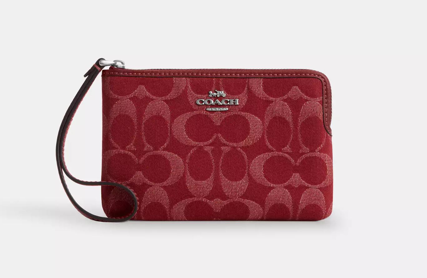 Corner Zip Wristlet tela roja