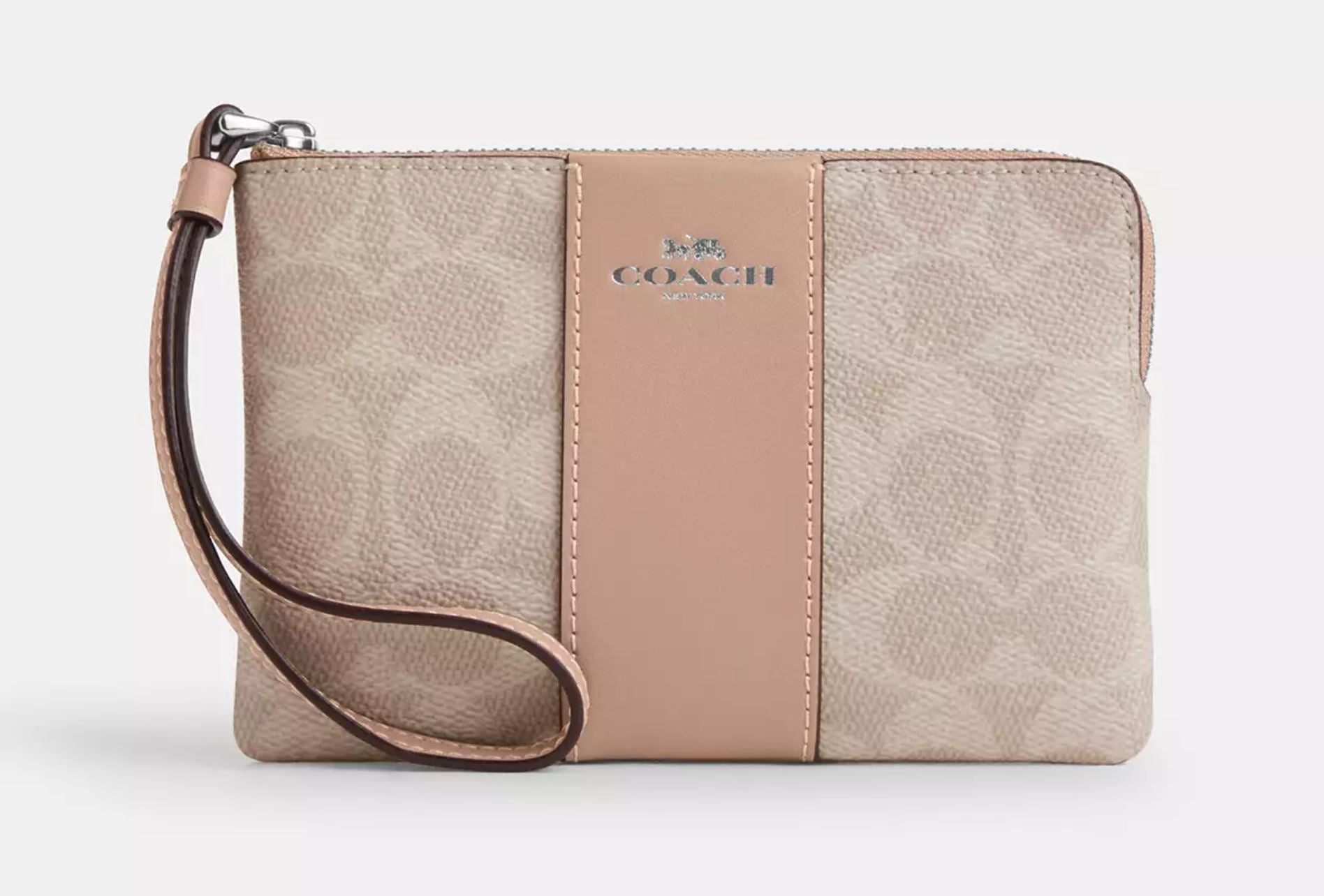Corner Zip Wristlet silver taupe