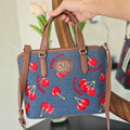 crossbody tote cherry denim