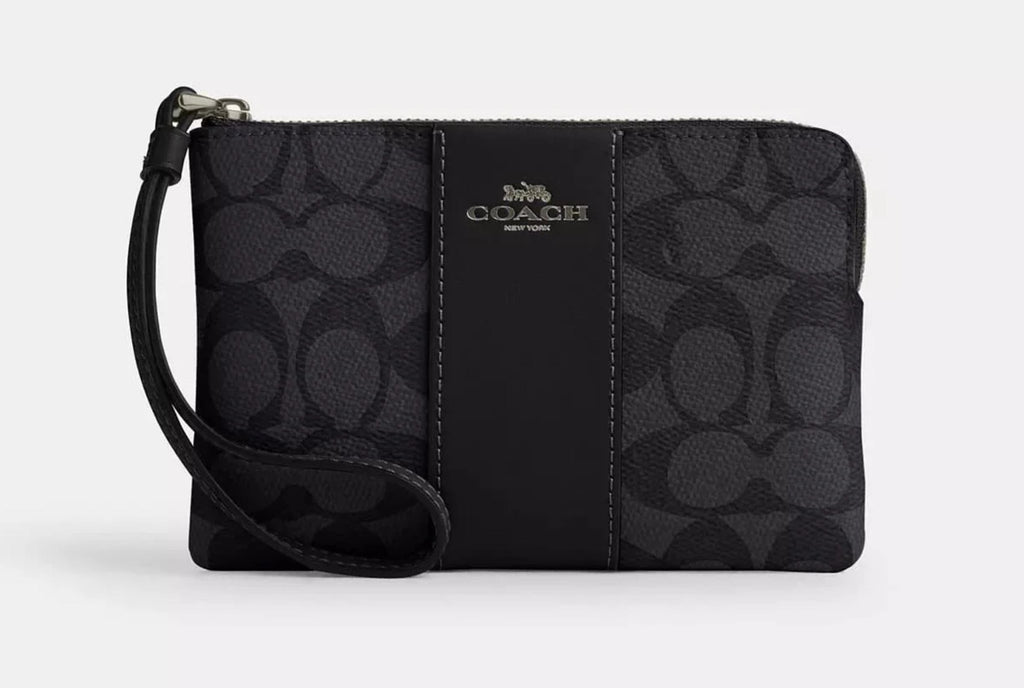 Corner Zip Wristlet black canvas