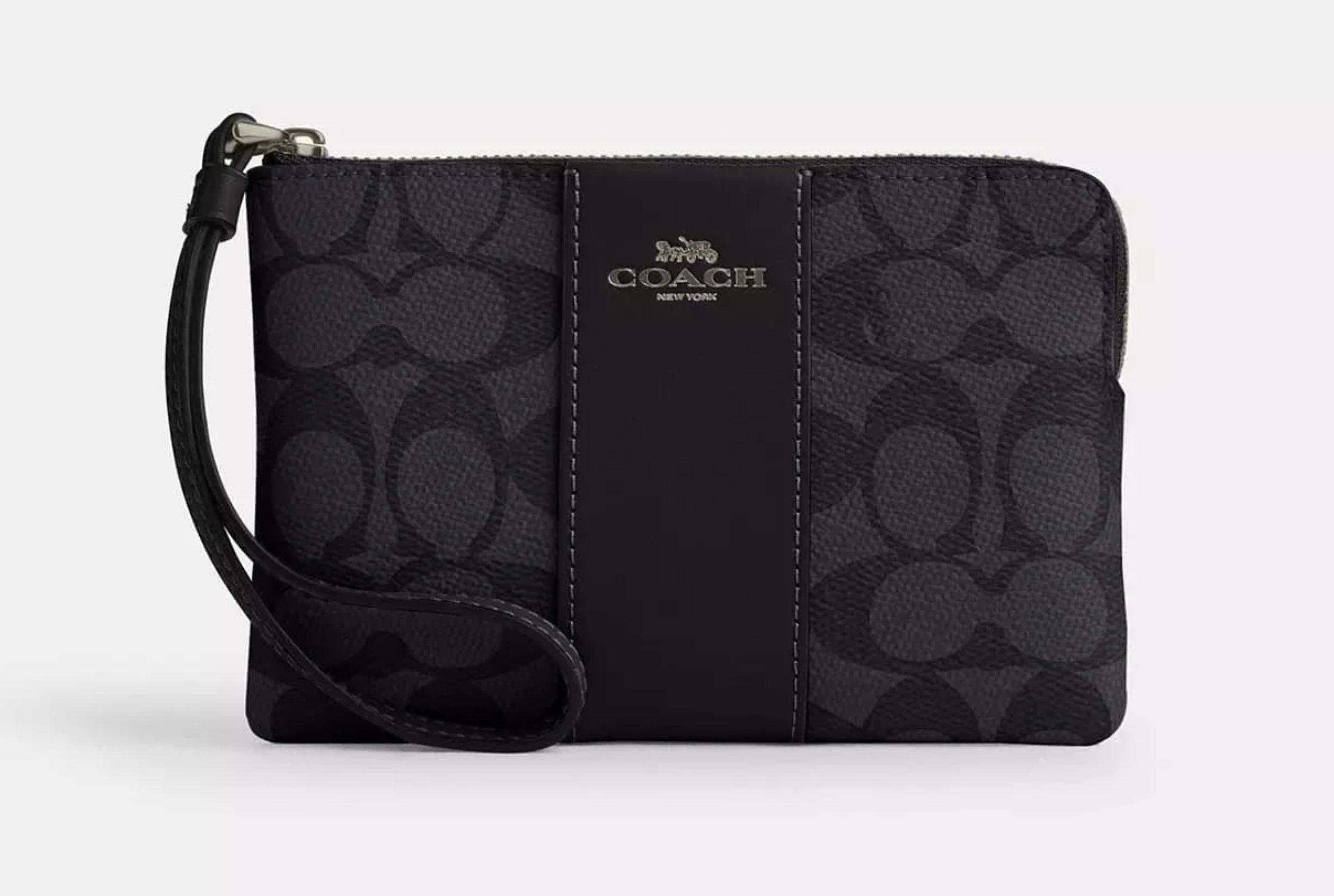 Corner Zip Wristlet black canvas