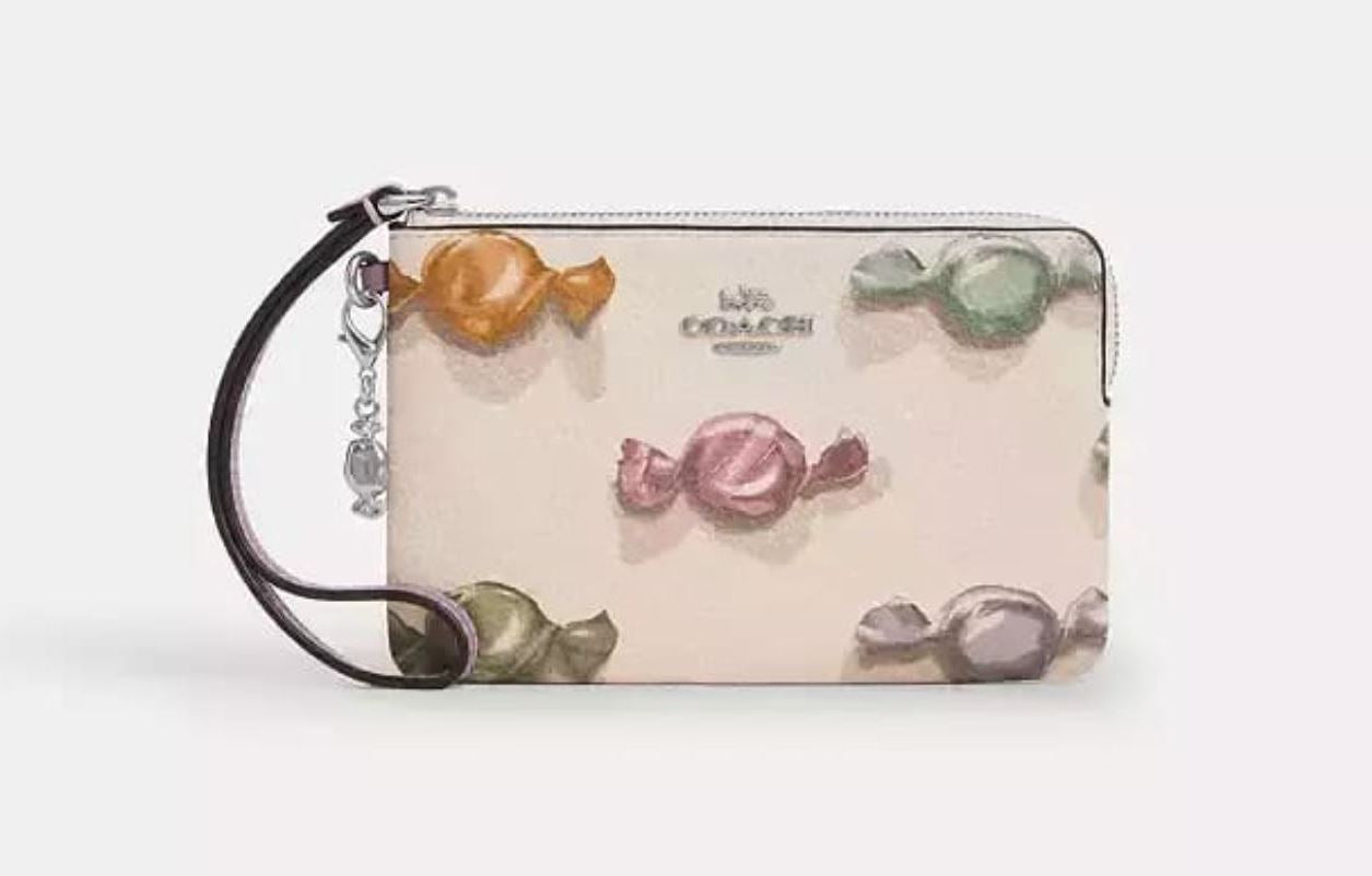 Corner Zip Wristlet In Signature Candy