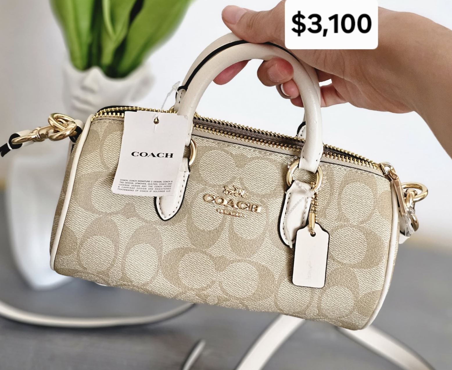 Coach barril beige