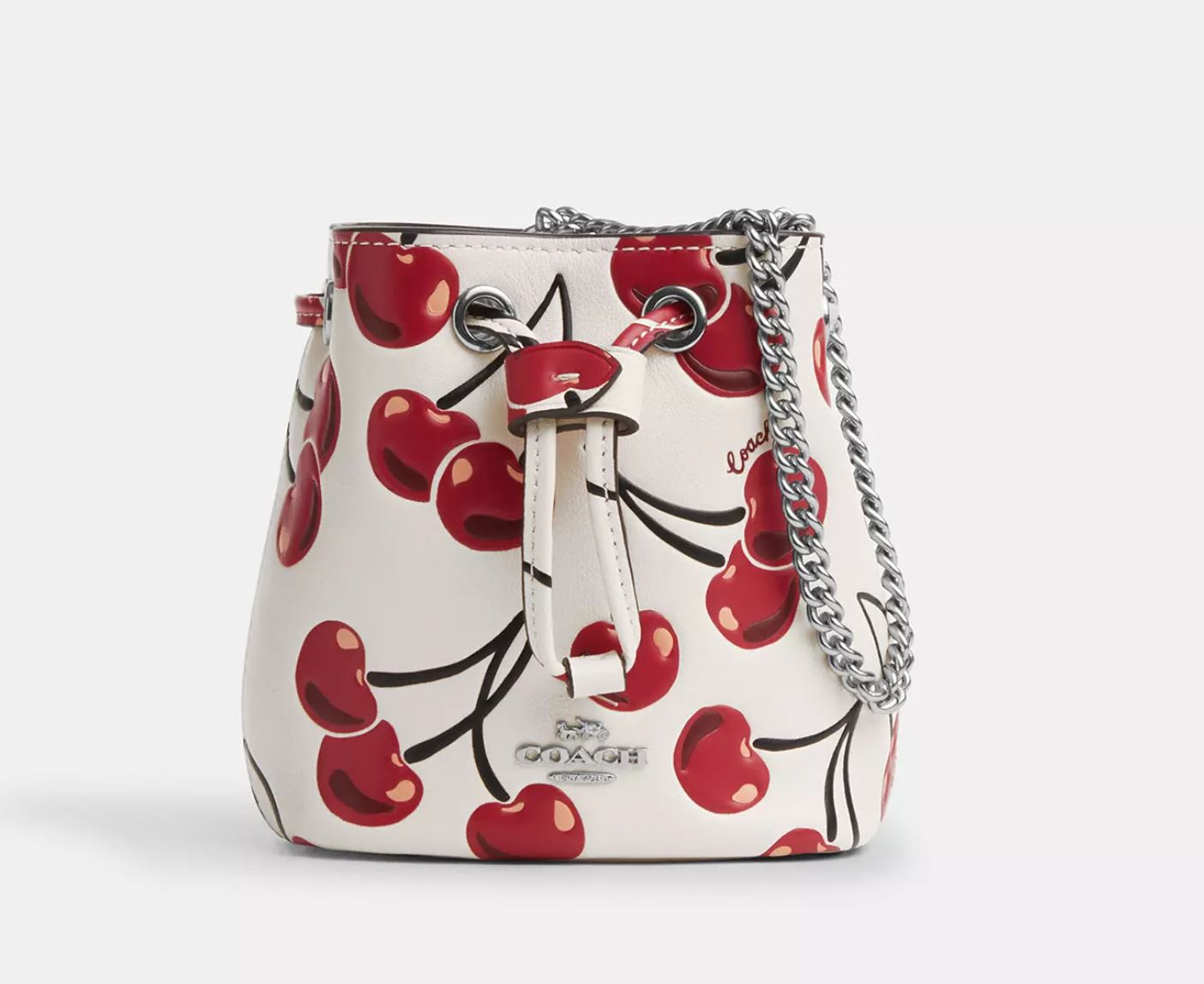 Wristlet bucket  coach cherry