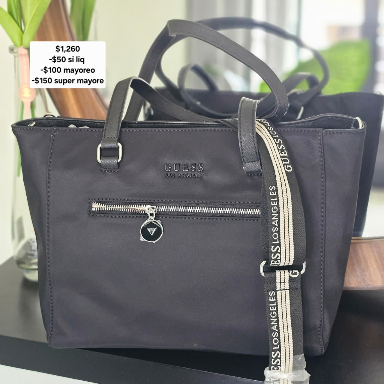 bolsa guess tote bag negra