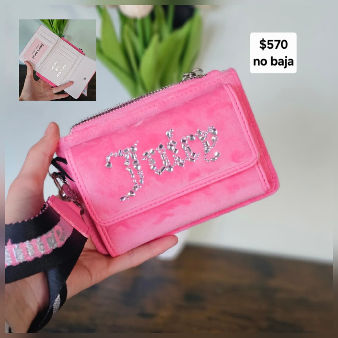 cartera juicy rosa muñequera