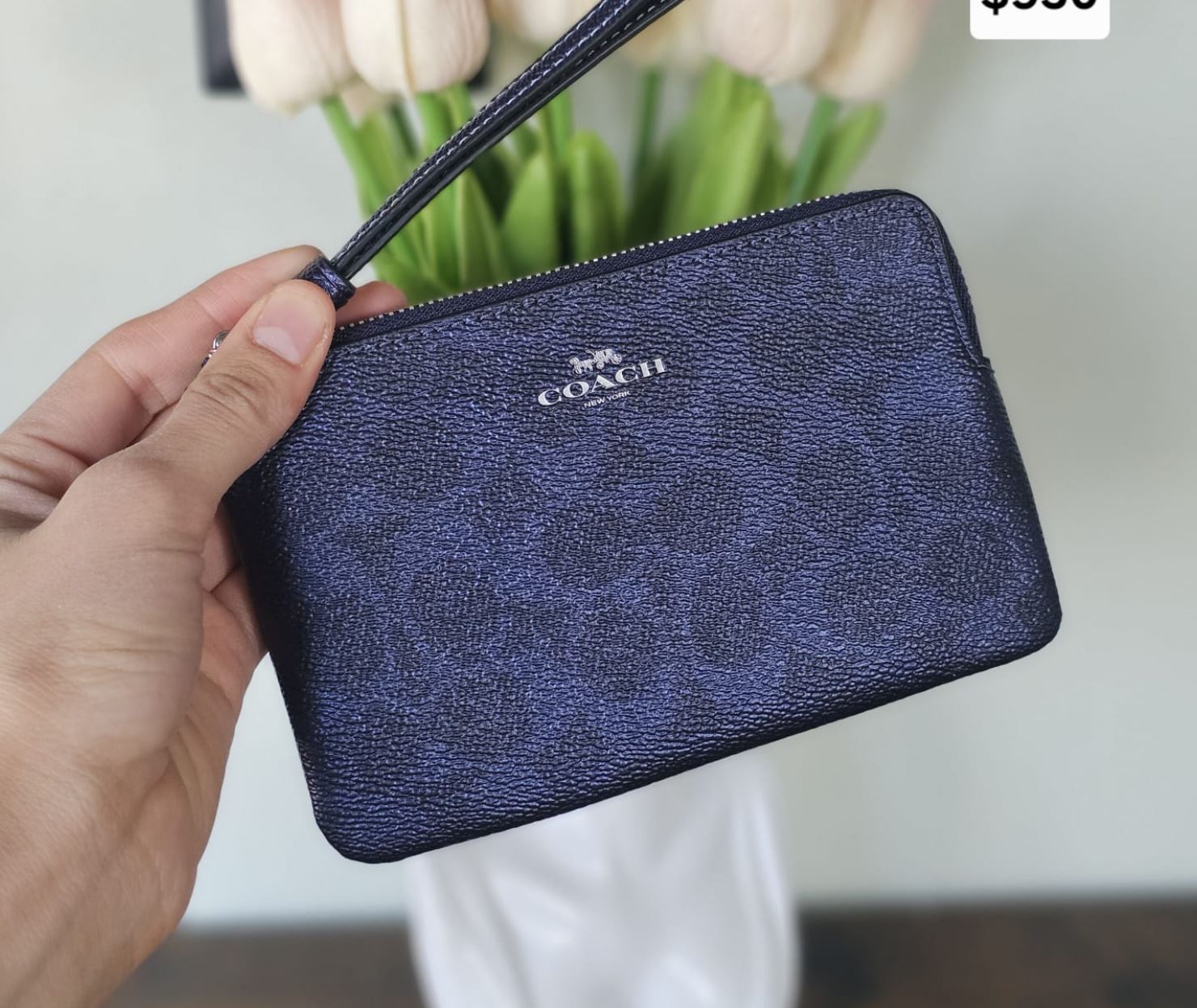 Corner Zip Wristlet Blue/Navy
