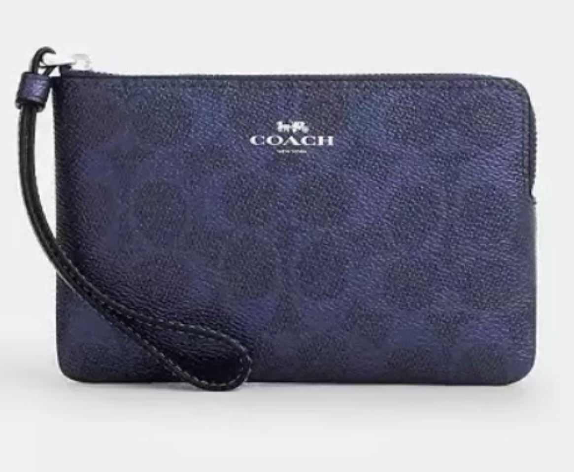 Corner Zip Wristlet Blue/Navy