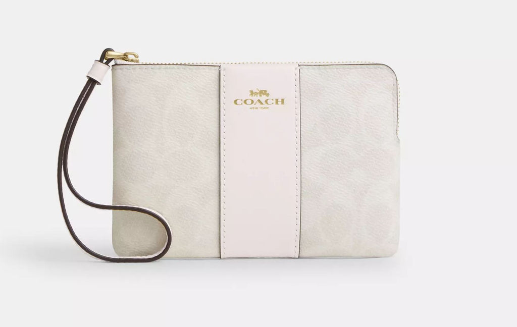 Corner Zip Wristlet Gold/White/Chalk