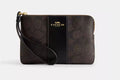 Corner Zip Wristlet canvas Walnut/Black
