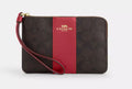 Corner Zip Wristlet Walnut/True Red