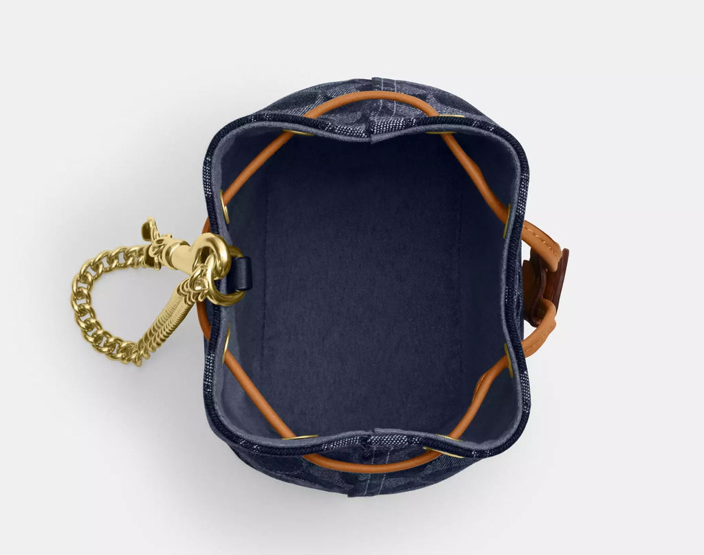 wristlet bucket  denim coach cherry