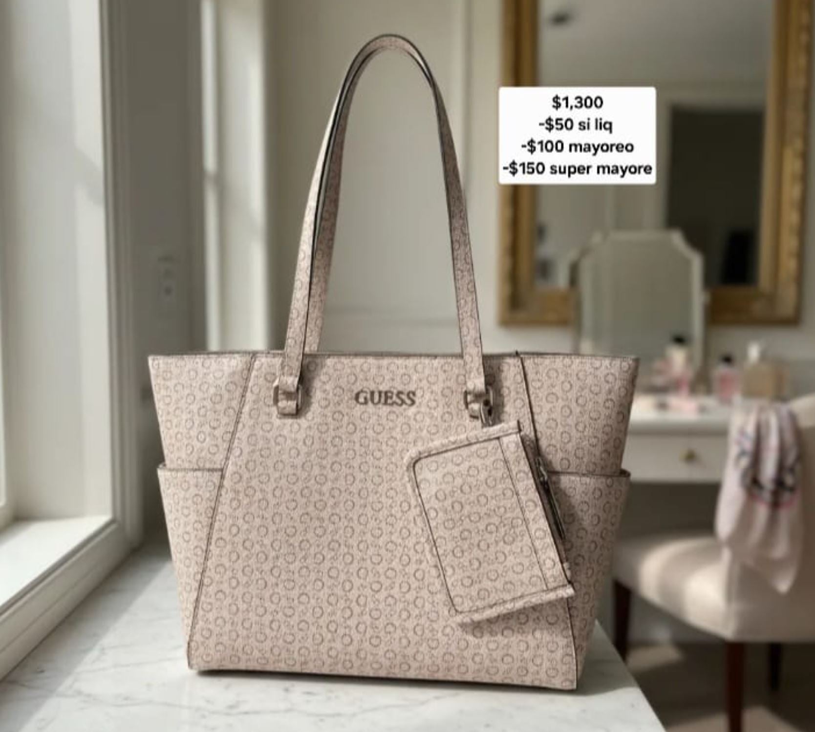 Guess tote bag rosa palo