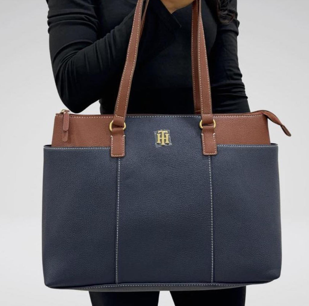 Tommy tote azul con cafe