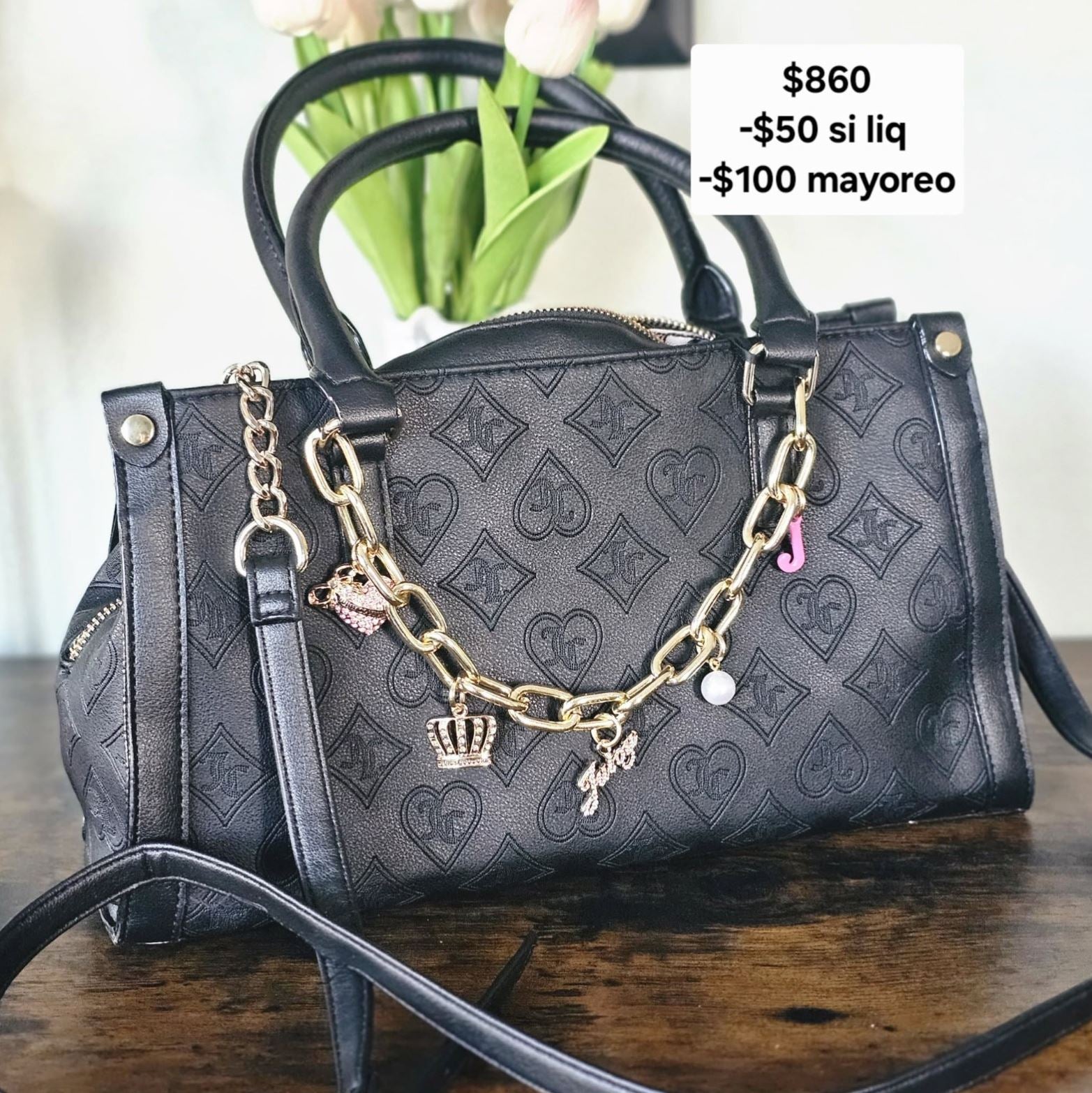 juicy crossbody tote m negra