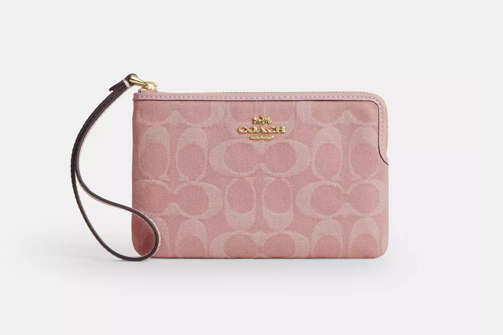 Corner Zip Wristlet rosa tela